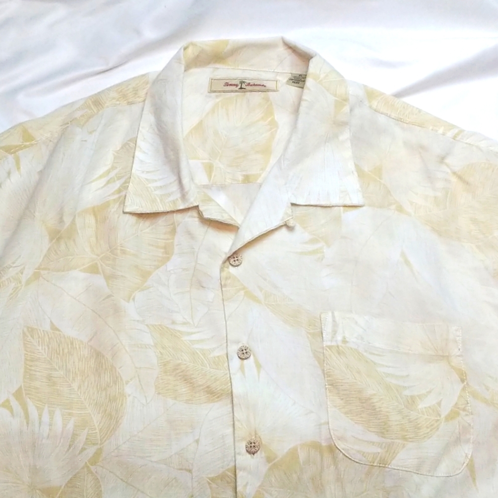 Tommy Bahama Shirt Men's XL Button Up Linen Short Sleeve Men Tropical Casual.